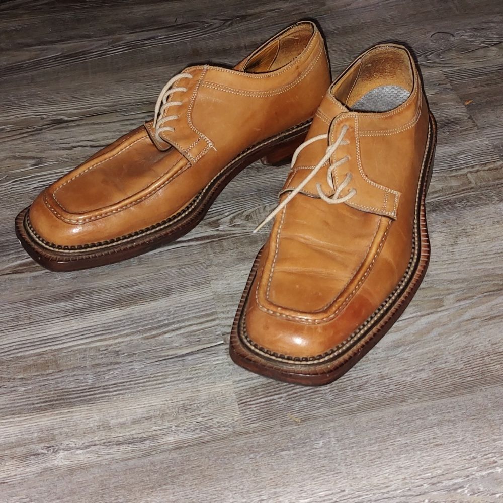 Brass Boots tan leather dress shoes  loafers Made in Italy  Sz 10.5